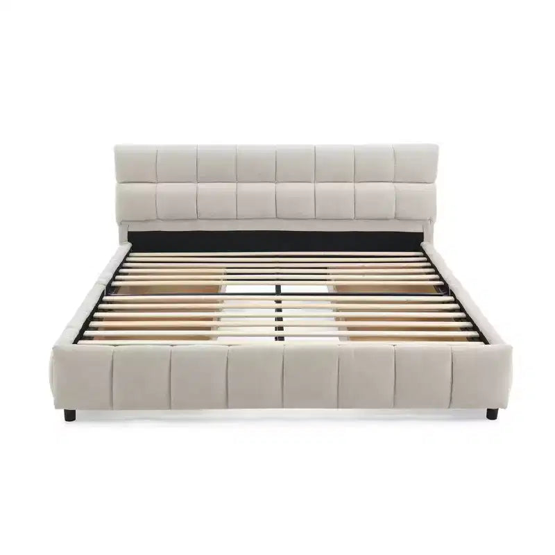 Cadre de lit rembourré avec tiroirs de rangement, taille Queen/King/California King, lit plateforme en chenille avec tête de lit et cadre solide pour chambre à coucher