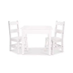 Melissa & Doug Wooden Kids' Table and 2 Chairs Playroom Furniture Set - White: Square Surface, 3-Piece Set