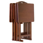 Ensemble de 5 tables d'appoint Alex Noyer Marron - Winsome : Bois massif, pliant, support de rangement inclus