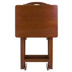 Ensemble de 5 tables d'appoint Alex Noyer Marron - Winsome : Bois massif, pliant, support de rangement inclus