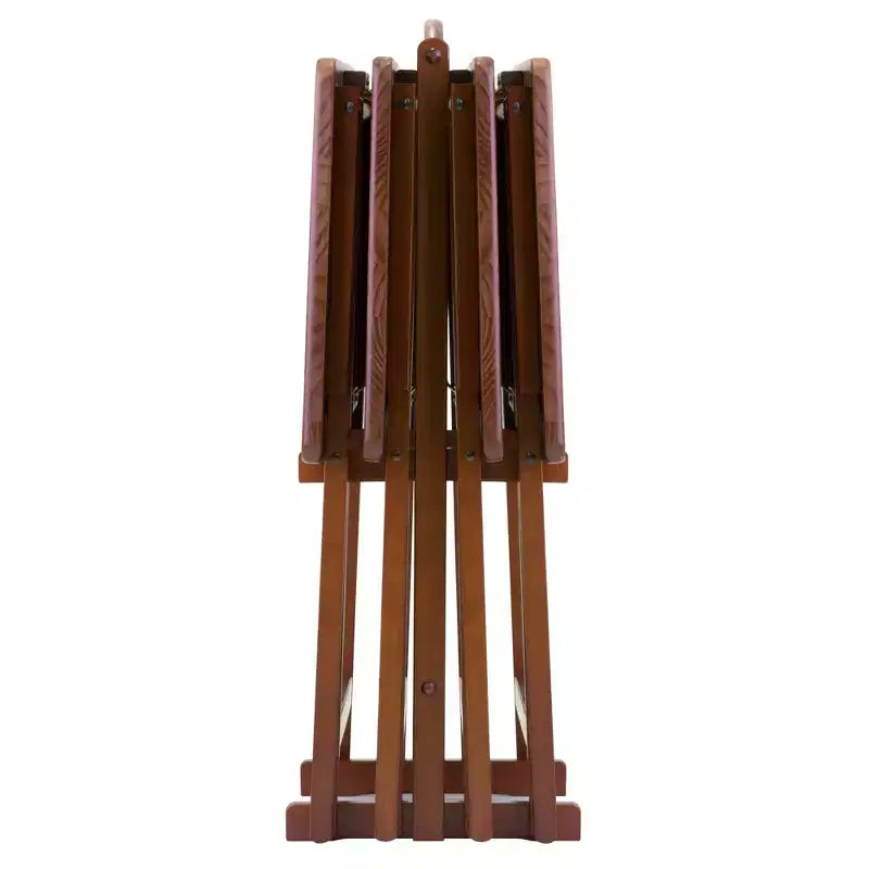 Ensemble de 5 tables d'appoint Alex Noyer Marron - Winsome : Bois massif, pliant, support de rangement inclus