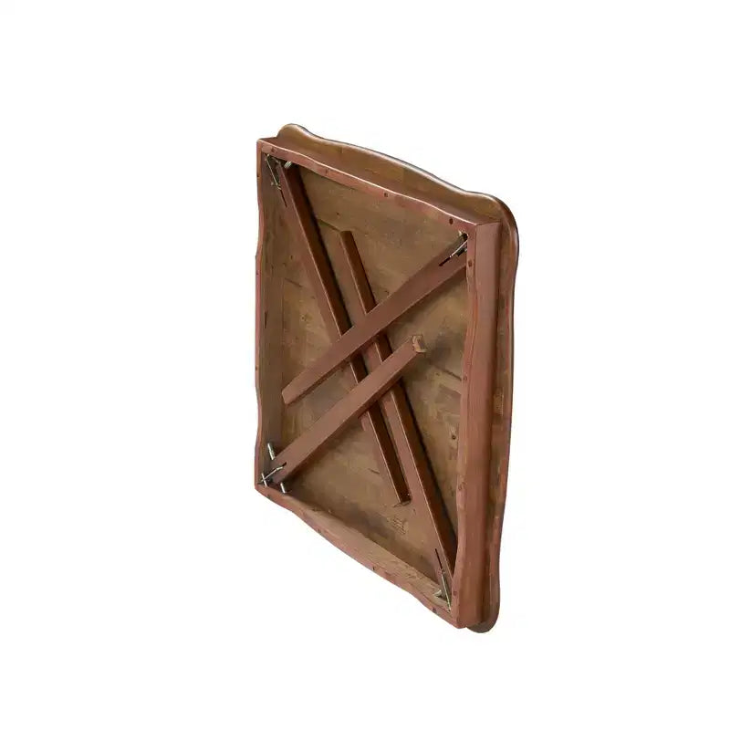 Stakmore Table de jeu pliante en bois massif à bord festonné de 81 cm, bois de fruit, table carrée portable, entièrement assemblée, quincaillerie en acier