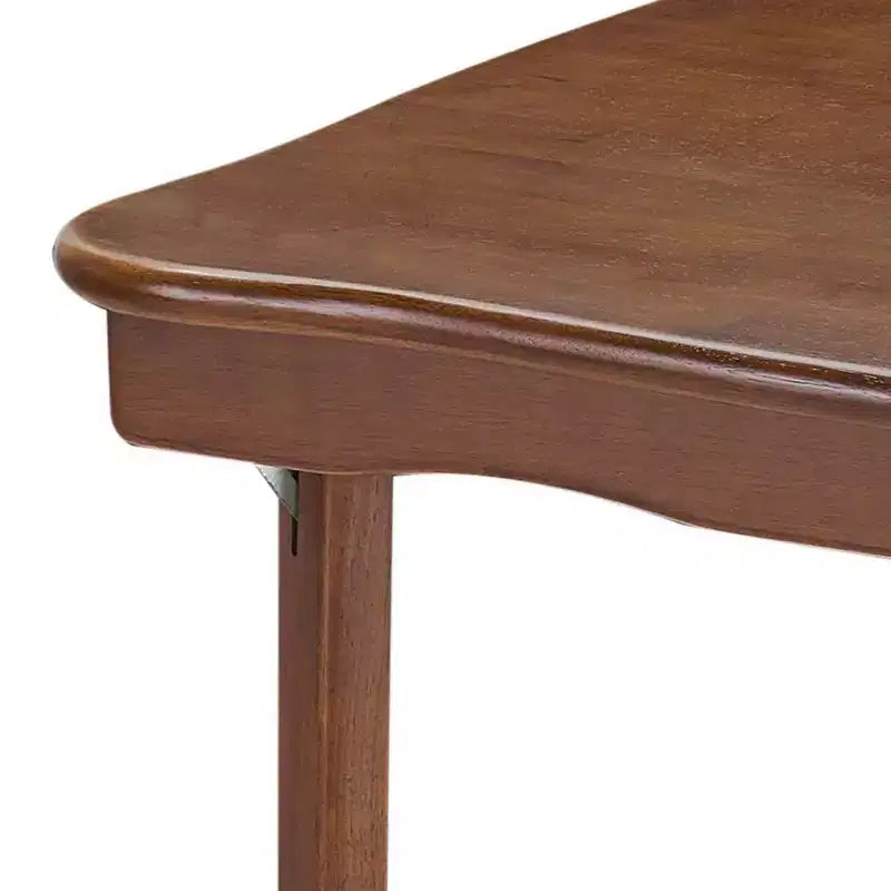 Stakmore Table de jeu pliante en bois massif à bord festonné de 81 cm, bois de fruit, table carrée portable, entièrement assemblée, quincaillerie en acier