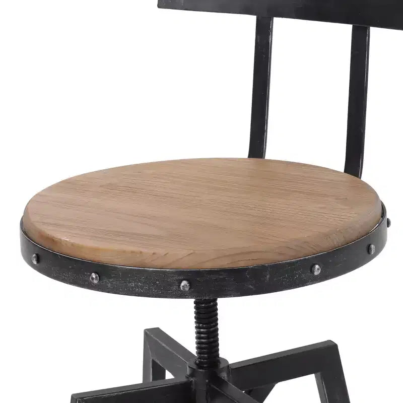 Christopher Knight Home Jutte Tabouret de Bar à Dossier Lisse Noir Argent Brossé : Cadre en Fer, Hauteur Réglable 66-82,5 cm