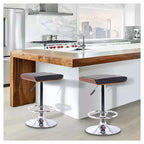 Tabouret de bar réglable Java - Noir - Armen Living : Hauteur réglable moderne, plaqué chrome, similicuir, capacité de 113 kg