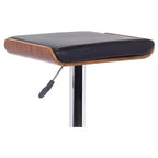Tabouret de bar réglable Java - Noir - Armen Living : Hauteur réglable moderne, plaqué chrome, similicuir, capacité de 113 kg