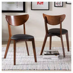 Lot de 2 chaises de salle à manger Sumner mi-siècle en similicuir Baxton Studio - Noir, marron « Noyer » : Structure en bois d'hévéa, capacité de 113 kg