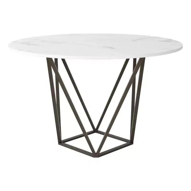 Table à manger ronde moderne de 51" en pierre Laiton antique - ZM Home : Piètement en acier, Quatre places, Non extensible