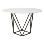 Table à manger ronde moderne de 51" en pierre Laiton antique - ZM Home : Piètement en acier, Quatre places, Non extensible