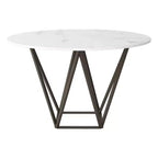 Table à manger ronde moderne de 51" en pierre Laiton antique - ZM Home : Piètement en acier, Quatre places, Non extensible