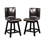 Set of 2 Bronswood Curved Body Swivel Counter Height Barstools Black: Upholstered Faux Leather, Wood Frame - HOMES: Inside + Out