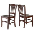 Lot de 2 chaises Madison Slat Back Walnut - Winsome : Construction en bois dur, siège profilé, capacité de 100 kg