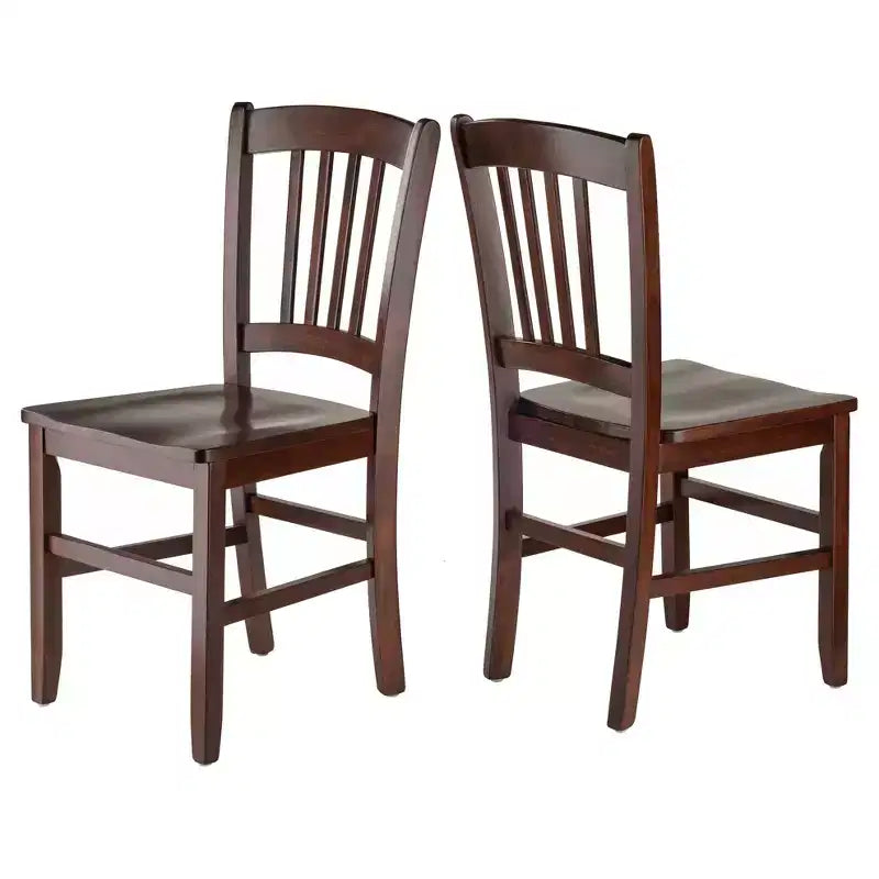 Lot de 2 chaises Madison Slat Back Walnut - Winsome : Construction en bois dur, siège profilé, capacité de 100 kg