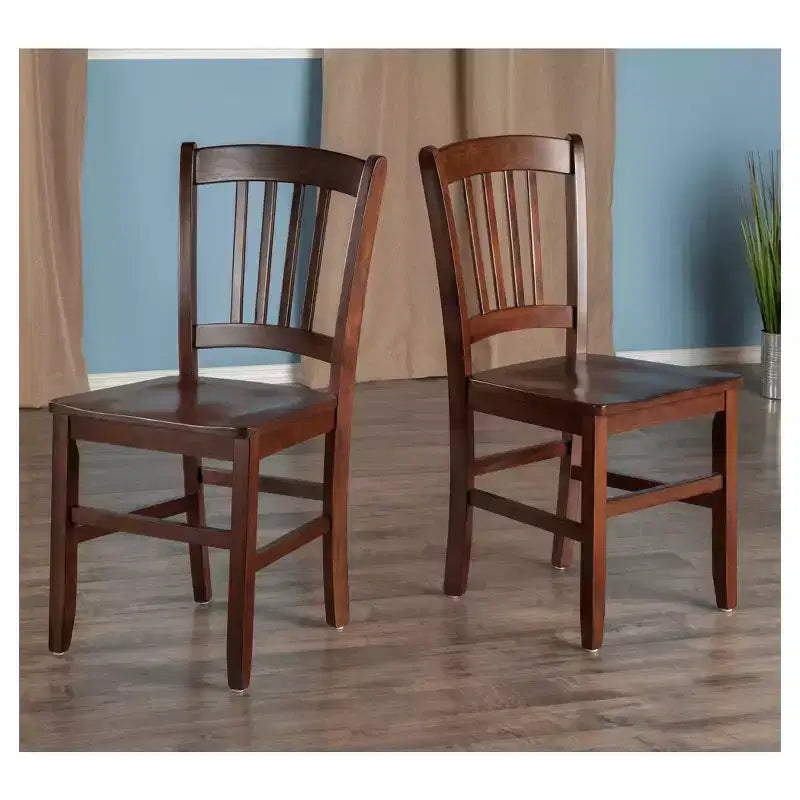 Lot de 2 chaises Madison Slat Back Walnut - Winsome : Construction en bois dur, siège profilé, capacité de 100 kg