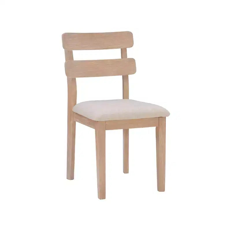 Darden Ladder Back Upholstered Dining Side Chair Natural - Powell: Solid Wood, Gray Cushion, Set of 2