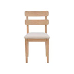 Chaise d'appoint de salle à manger rembourrée à dossier échelle Naturel - Bois massif, coussin gris, lot de 2