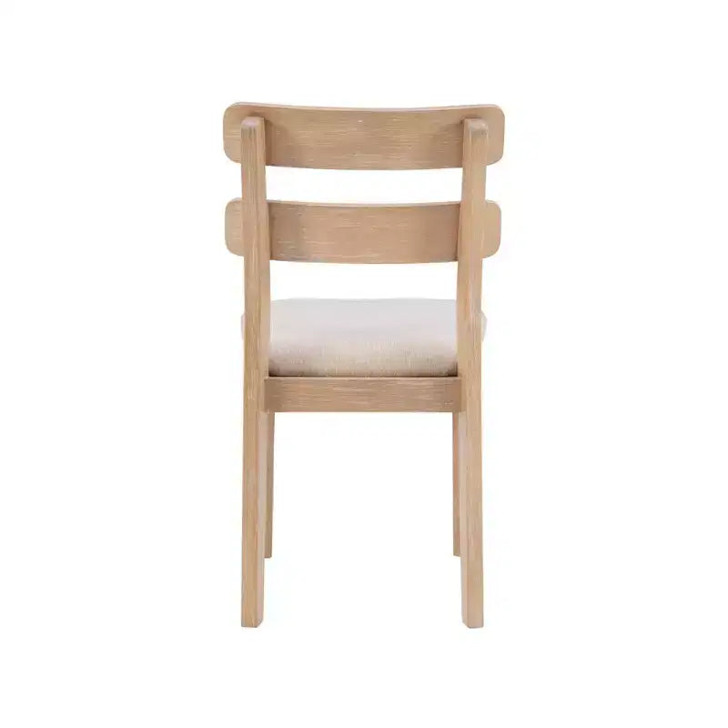 Chaise d'appoint de salle à manger rembourrée à dossier échelle Naturel - Bois massif, coussin gris, lot de 2