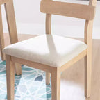 Chaise d'appoint de salle à manger rembourrée à dossier échelle Naturel - Bois massif, coussin gris, lot de 2
