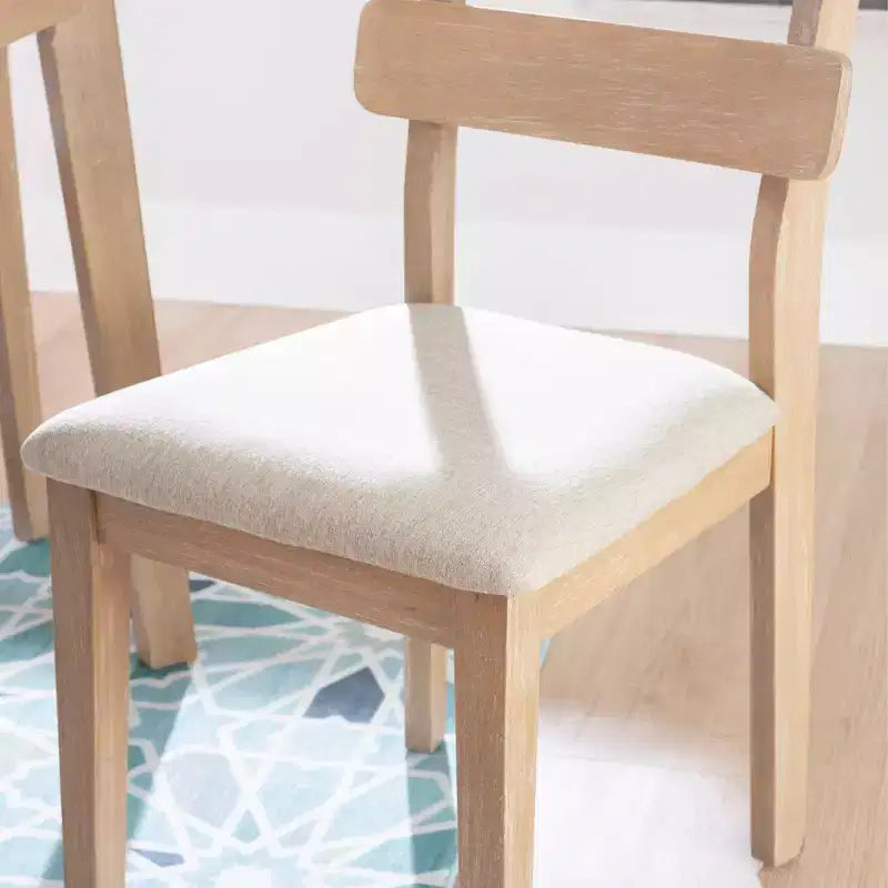 Chaise d'appoint de salle à manger rembourrée à dossier échelle Naturel - Bois massif, coussin gris, lot de 2