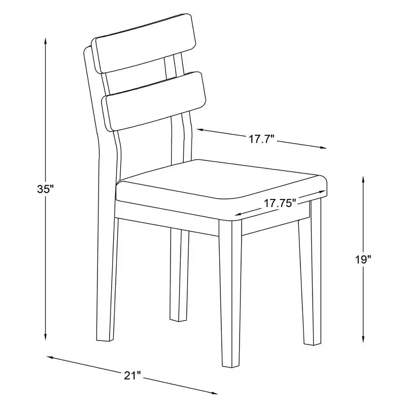 Chaise d'appoint de salle à manger rembourrée à dossier échelle Naturel - Bois massif, coussin gris, lot de 2
