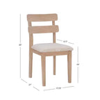 Chaise d'appoint de salle à manger rembourrée à dossier échelle Naturel - Bois massif, coussin gris, lot de 2