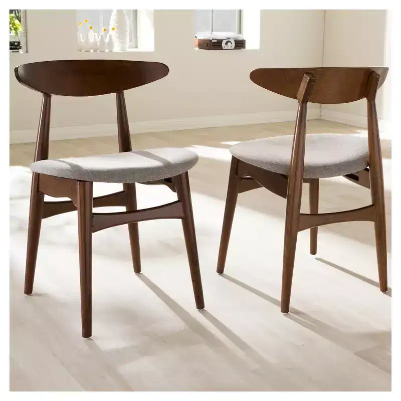 Ensemble de salle à manger 6 pièces Flora Moderne du milieu du siècle, banc et chaises rembourrés en bois - Baxton Studio