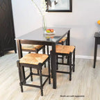 Carolina Living Cooper Table de Bar en Acier Inoxydable et Bois Noir : Grande Hauteur, Fonctionnalité Cuisine