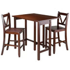 Winsome Ensemble de salle à manger 3 pièces Lynnwood avec rallonges escamotables, hauteur comptoir et tabourets de comptoir, Bois/Noyer : Ensemble table de pub 4 places, style moderne du milieu du siècle