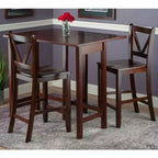 Winsome Ensemble de salle à manger 3 pièces Lynnwood avec rallonges escamotables, hauteur comptoir et tabourets de comptoir, Bois/Noyer : Ensemble table de pub 4 places, style moderne du milieu du siècle