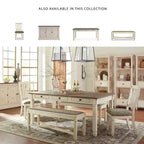 Table de salle à manger crème - Signature Design by Ashley : style ferme, 6 tiroirs, plateau rustique en planches