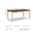 Table de salle à manger crème - Signature Design by Ashley : style ferme, 6 tiroirs, plateau rustique en planches