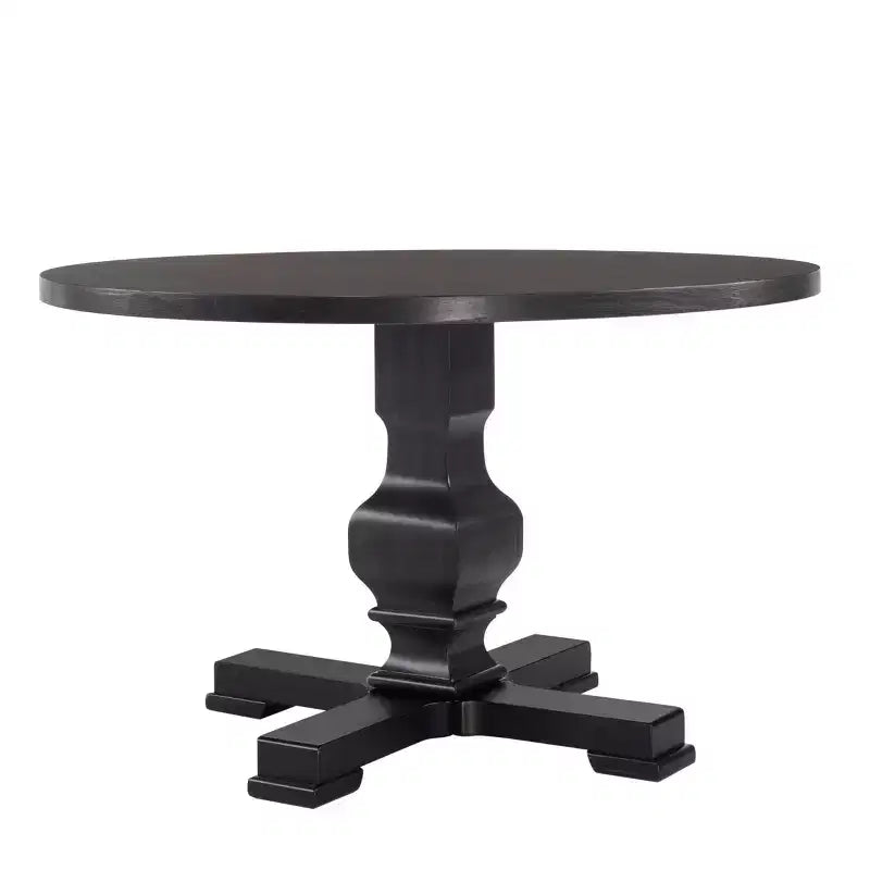 Carolina Living Table à manger ronde à pied Bence de 47 pouces, noir