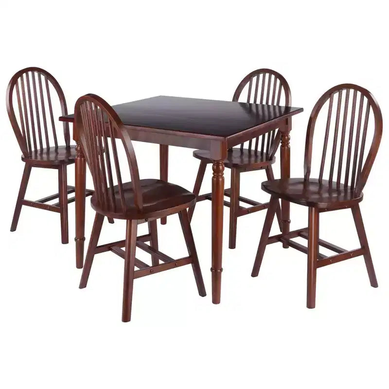 5pc Mornay Dining Table Set Walnut - Winsome: Solid Wood, Farmhouse Style, Seats Four