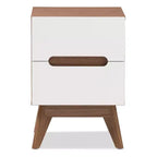 Table de chevet de rangement Calypso Mid-Century en bois à 3 tiroirs – Marron – Baxton Studio