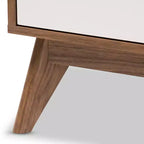 Table de chevet de rangement Calypso Mid-Century en bois à 3 tiroirs – Marron – Baxton Studio