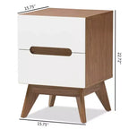 Table de chevet de rangement Calypso Mid-Century en bois à 3 tiroirs – Marron – Baxton Studio