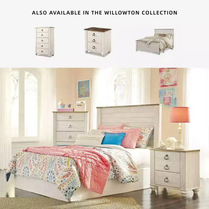 Commode Signature Design by Ashley Willowton Crème : Commode en bois à 5 tiroirs pour chambre à coucher, conforme aux normes ASTM