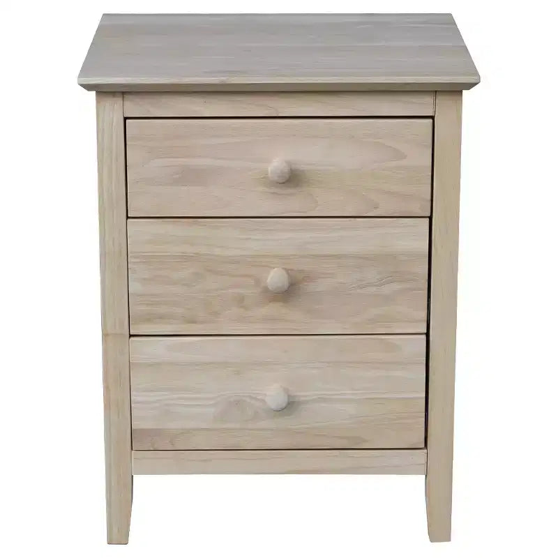 Table de chevet Smith à 3 tiroirs – Non finie – International Concepts