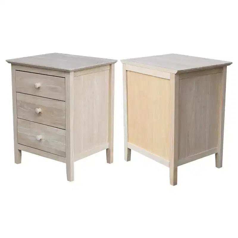 Table de chevet Smith à 3 tiroirs – Non finie – International Concepts