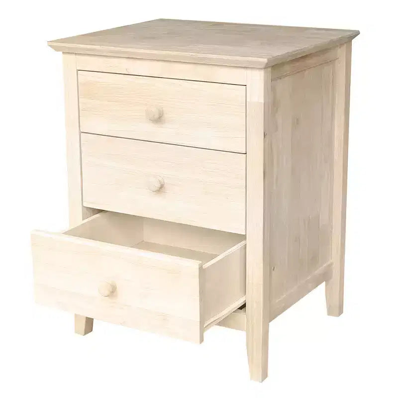 Table de chevet Smith à 3 tiroirs – Non finie – International Concepts
