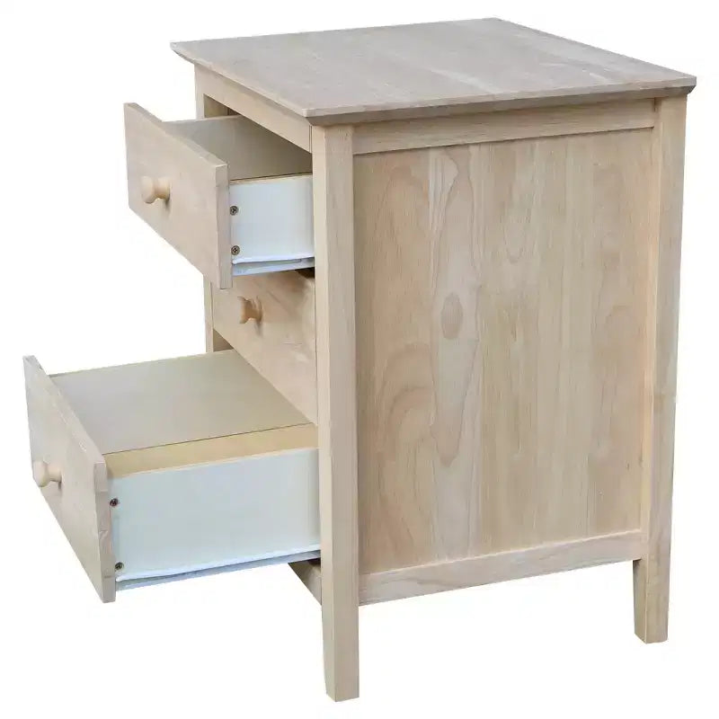 Table de chevet Smith à 3 tiroirs – Non finie – International Concepts