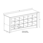 Banc de rangement à casiers à chaussures brun espresso - Prepac : Organiseur d'entrée, 18 compartiments