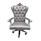 28" Versailles PU Executive Office Chair Silver/Antique Platinum - Acme Furniture: Adjustable, Swivel, Poplar Wood Frame