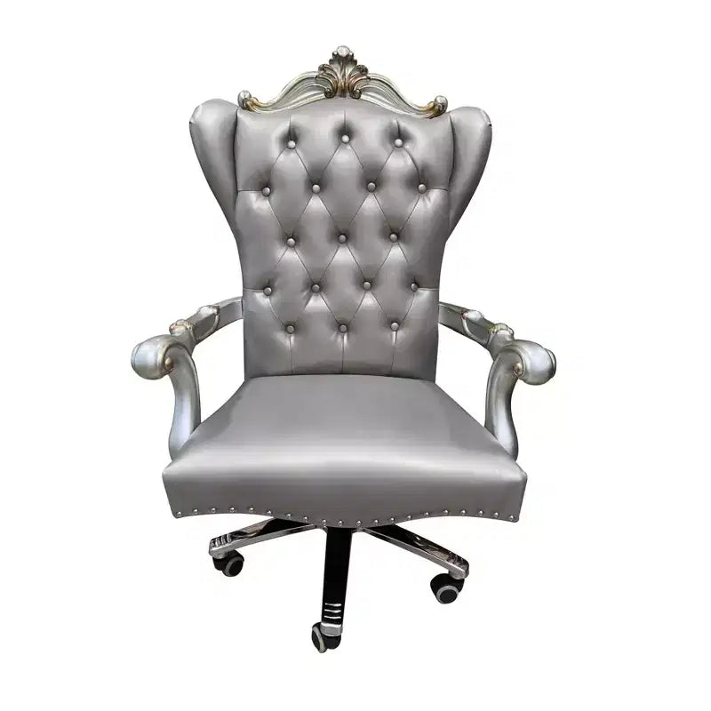28" Versailles PU Executive Office Chair Silver/Antique Platinum - Acme Furniture: Adjustable, Swivel, Poplar Wood Frame