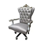 Fauteuil de bureau exécutif en PU 28" Argent/Platine antique - Réglable, pivotant, structure en bois de peuplier