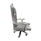 Fauteuil de bureau exécutif en PU 28" Argent/Platine antique - Réglable, pivotant, structure en bois de peuplier