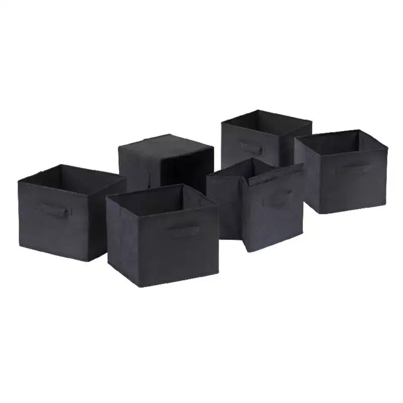 Étagère de rangement Vérone 2 tablettes de 76 cm avec 6 paniers Noyer/Noir - Winsome : Organisateur en bois dur du milieu du siècle, Outils inclus