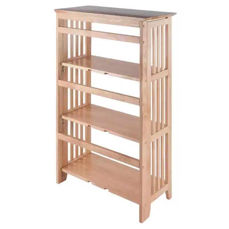 Étagère pliable 4 niveaux 42" naturelle - Winsome : Bois de hêtre, côtés à lattes, rangement pour bureau à domicile