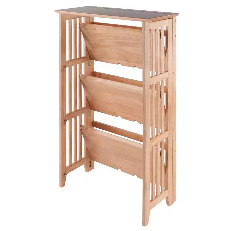 Étagère pliable 4 niveaux 42" naturelle - Winsome : Bois de hêtre, côtés à lattes, rangement pour bureau à domicile