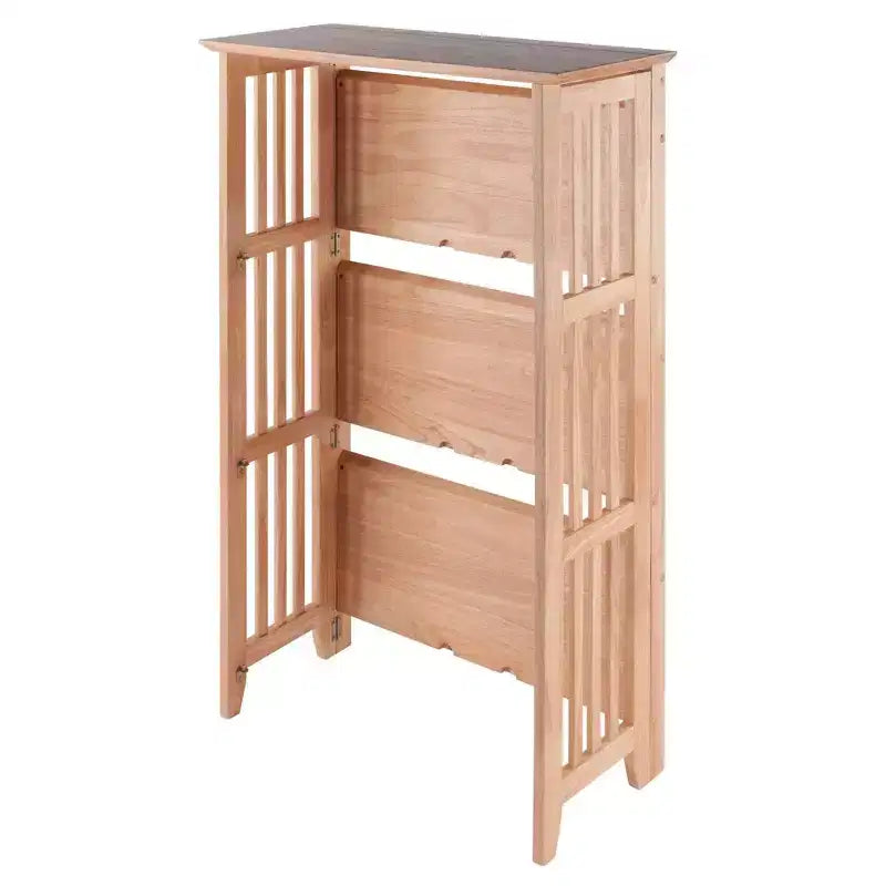 Étagère pliable 4 niveaux 42" naturelle - Winsome : Bois de hêtre, côtés à lattes, rangement pour bureau à domicile